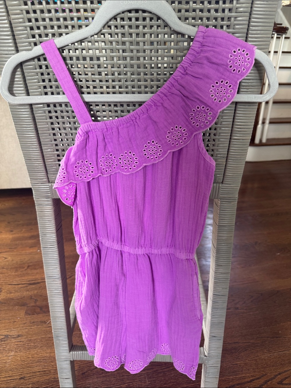 Cat & Jack Purple One-Shoulder Eyelet Romper
